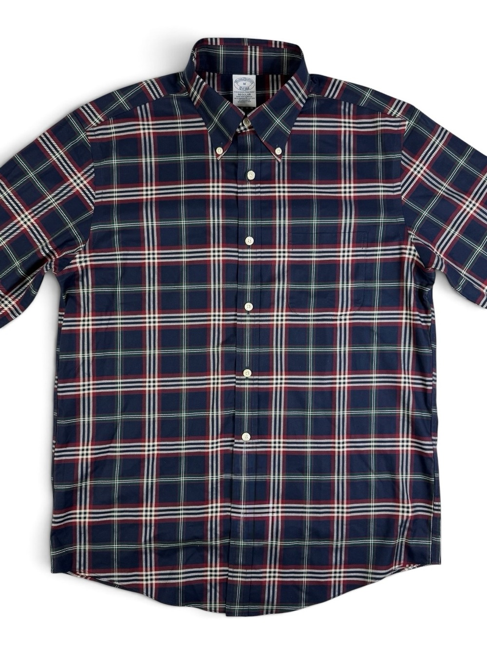 Brooks Brothers NWT Navy Tartan Plaid Supima Cotton Stretch Shirt M